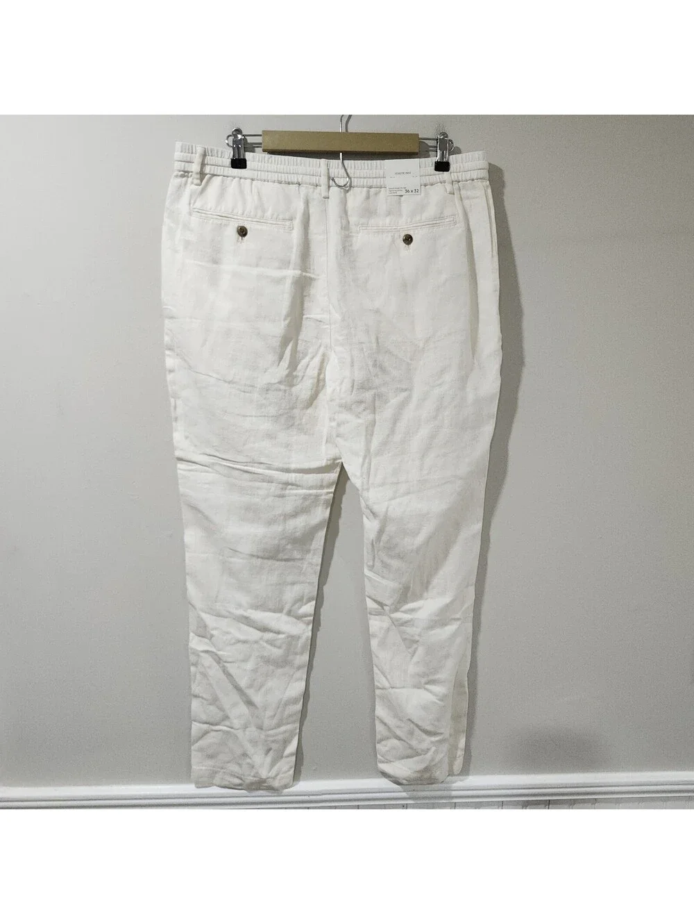 NWT Banana Republic Athletic Fit White Linen Blend Pants Summer Beach Mens 36x32